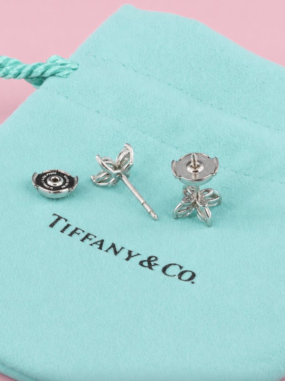 Tiffany & Co. Platinum Diamond Victoria Small Stud Earrings - Picture 6 of 6